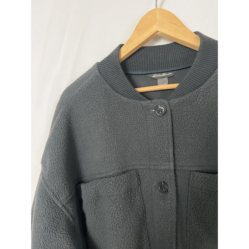Eddie Bauer Lynden Fleece Parka‎ In Storm Size XL Dark Grey Pockets